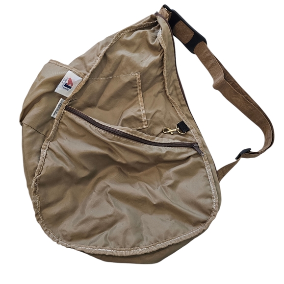 Vintage Ameribag Large Healthy Back Brown Poly Nylon Shoulder Bag Crossb… - Picture 10 of 13